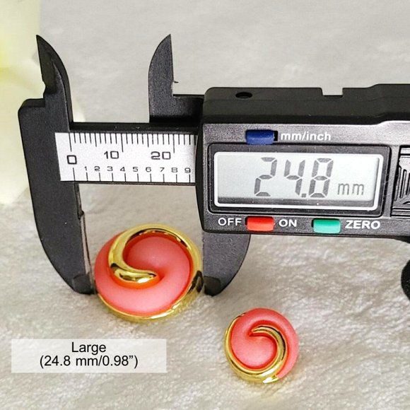 Set of 22 Round Button 3D SPIRAL Swirl Pink Resin Faux Gold Metal Pink Shank - Picture 8 of 12